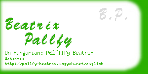 beatrix pallfy business card